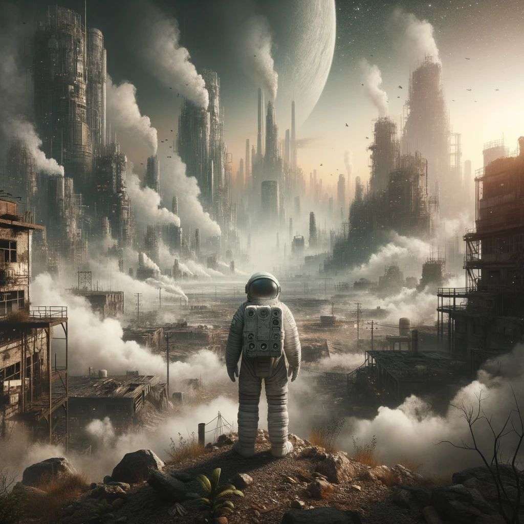 an astronaut, digital art, dystopia